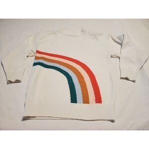 🌍5/$10🌎 Oopsie Daisy Girls Size 7/8 White Sweater with Rainbow